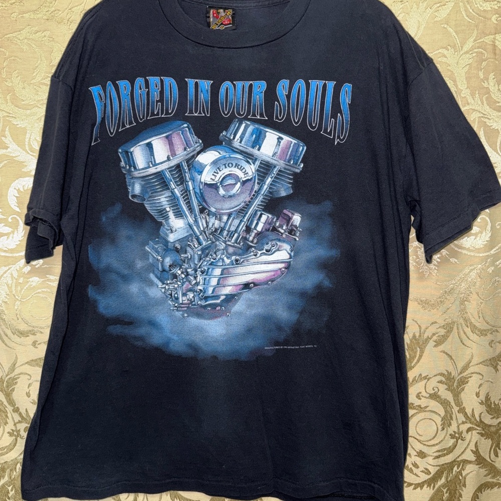 Forged in Our Souls Black Graphic 3D Emblem Tee